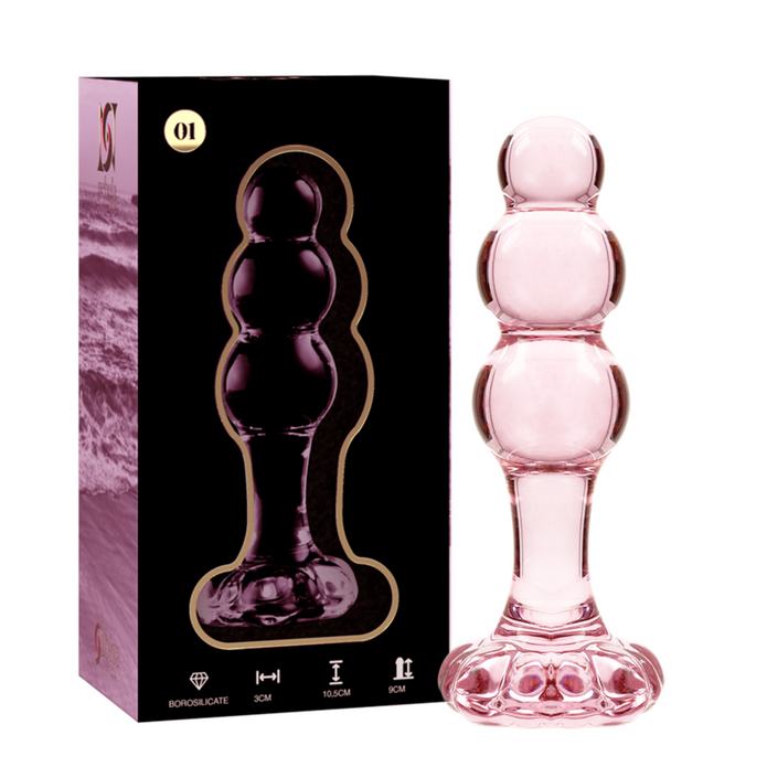 NEBULA SERIEN AV IBIZA - MODELL 1 ANALPLUG BOROSILIKATGLAS ROSA 10,5 CM -O- 3 CM