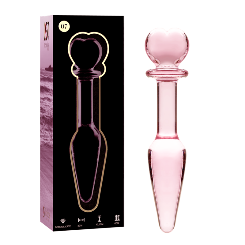 NEBULA SERIES BY IBIZA - MODELL 7 ANALSPLUGG BOROSILIKATGLAS ROSA 13.5 CM -O- 3 CM