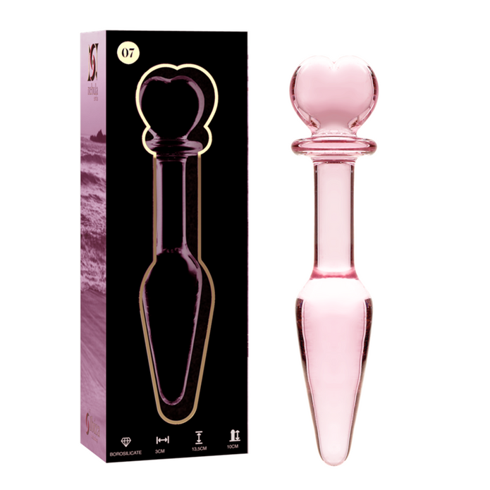 NEBULA SERIES BY IBIZA - MODELL 7 ANALSPLUGG BOROSILIKATGLAS ROSA 13.5 CM -O- 3 CM