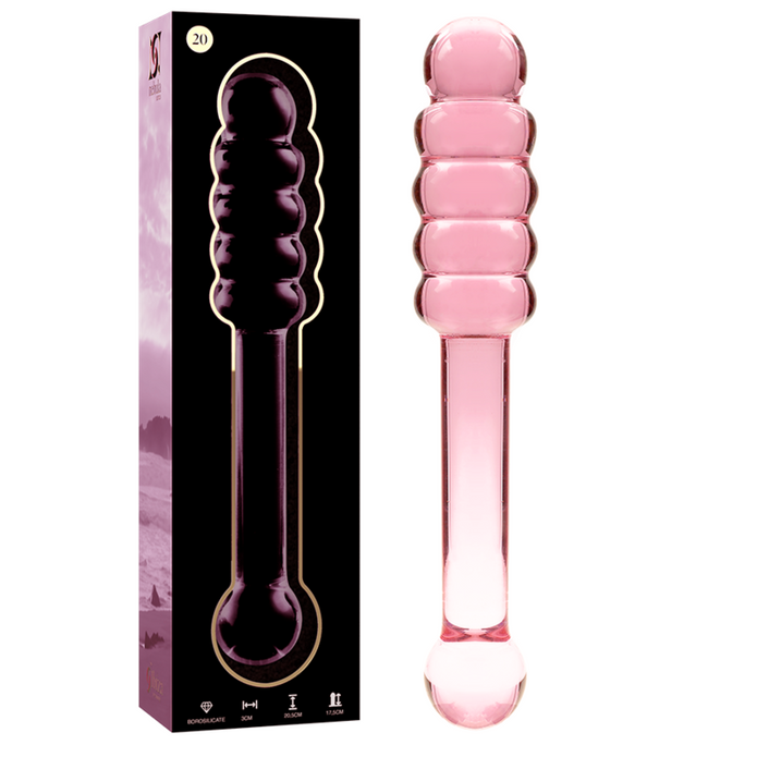 NEBULA SERIES BY IBIZA - MODEL 20 DILDO BOROSILICATE GLASS PINK 20.5 CM -O- 3 CM