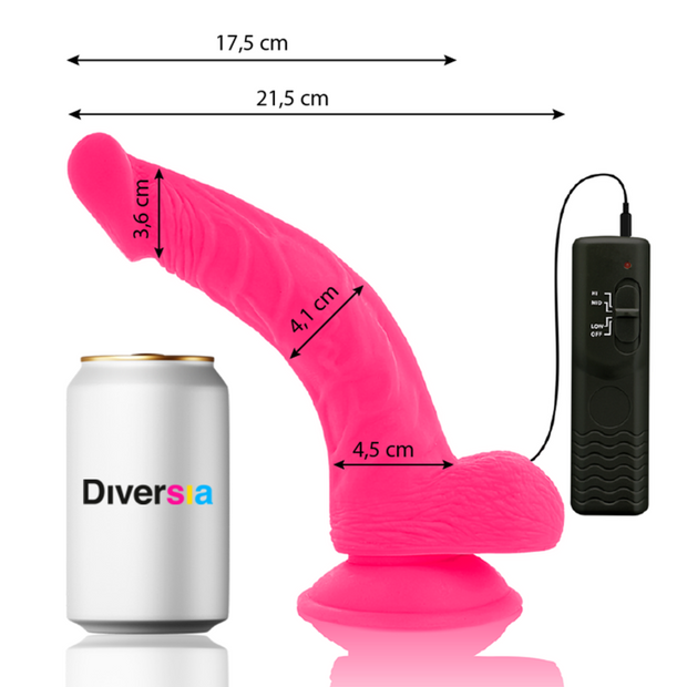 DIVERSIA - FLEXIBEL VIBRERANDE DILDO ROSA 21,5 CM -O- 4,5 CM