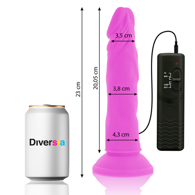 DIVERSIA - FLEXIBEL VIBRERANDE DILDO LILA 23 CM -O- 4.3 CM