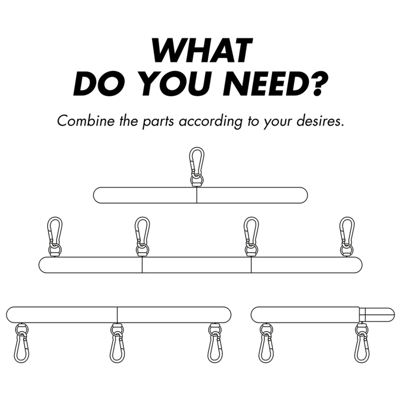 FETISH SUBMISSIVE BONDAGE - Säädettävä tanko, 4 osaa