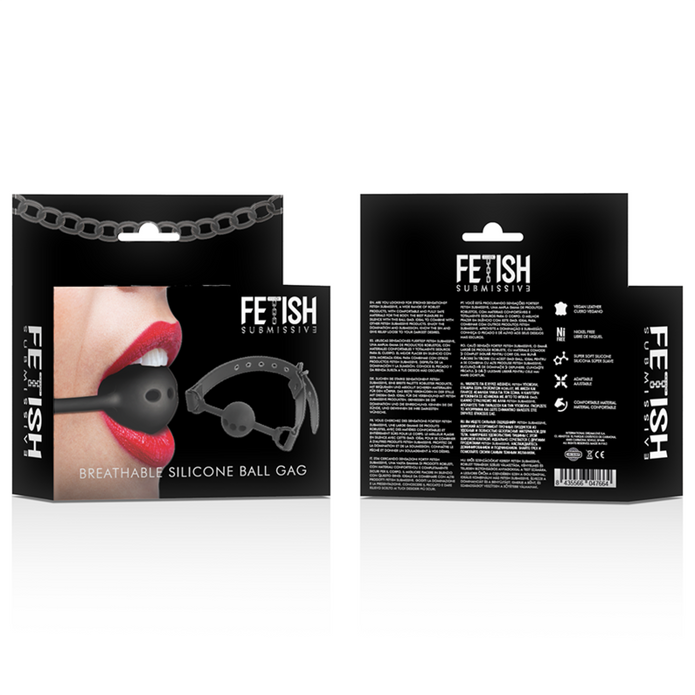 FETISH SUBMISSIVE BONDAGE - Hengittävä silikoninen suukapula