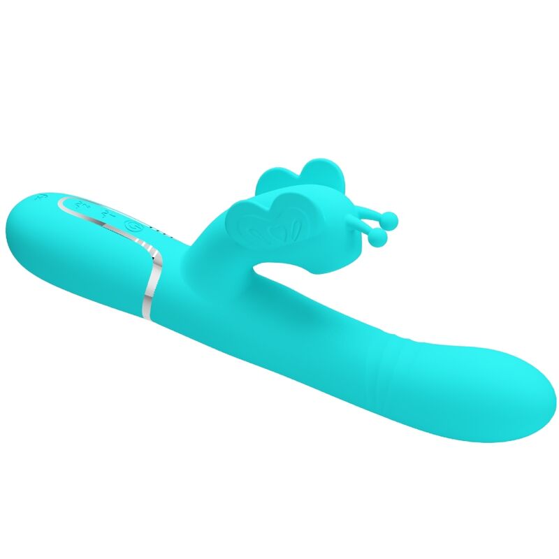PRETTY LOVE - monitoiminen rabbit-vibraattori 4-in-1 Butterfly, aqua green