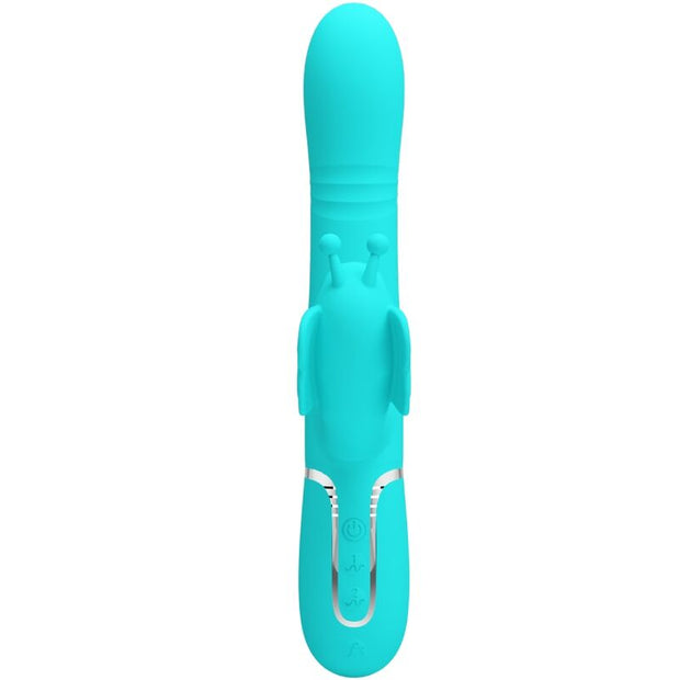 PRETTY LOVE - monitoiminen rabbit-vibraattori 4-in-1 Butterfly, aqua green