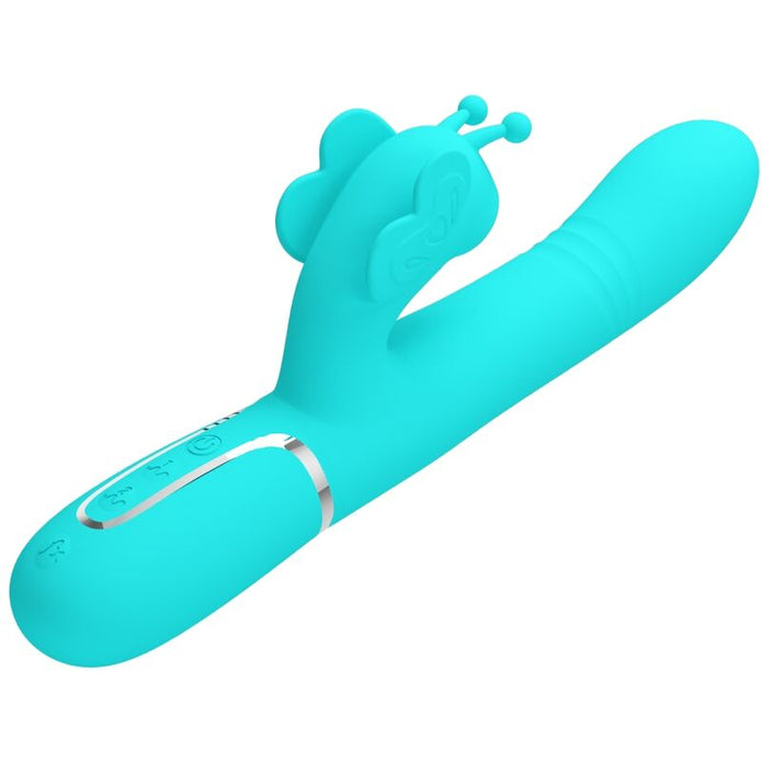 PRETTY LOVE - monitoiminen rabbit-vibraattori 4-in-1 Butterfly, aqua green