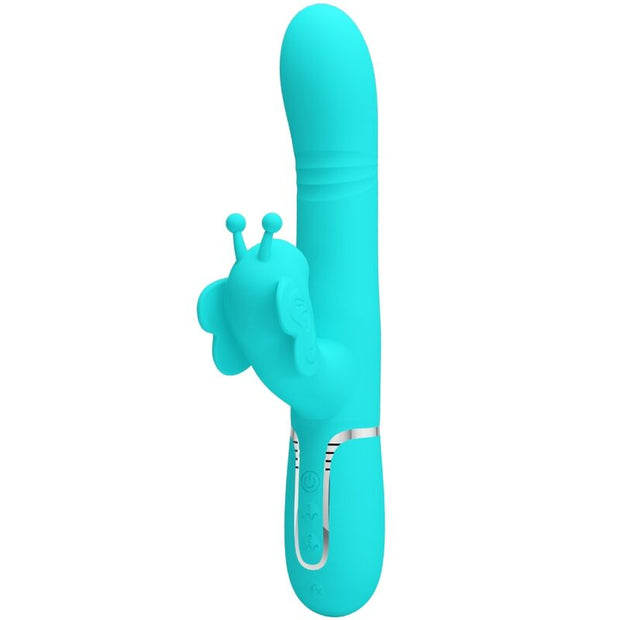 PRETTY LOVE - monitoiminen rabbit-vibraattori 4-in-1 Butterfly, aqua green