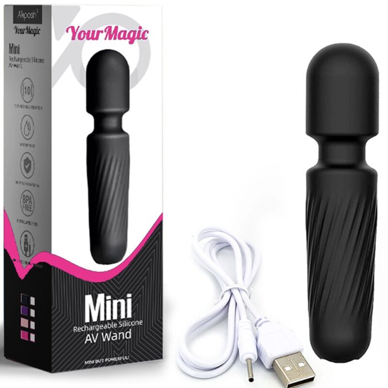 ARMONY - DIN MAGISKA MASSAGEAPPARAT & VIBRATOR UPPLADDNINGSBAR 10 VIBRATIONER SVART
