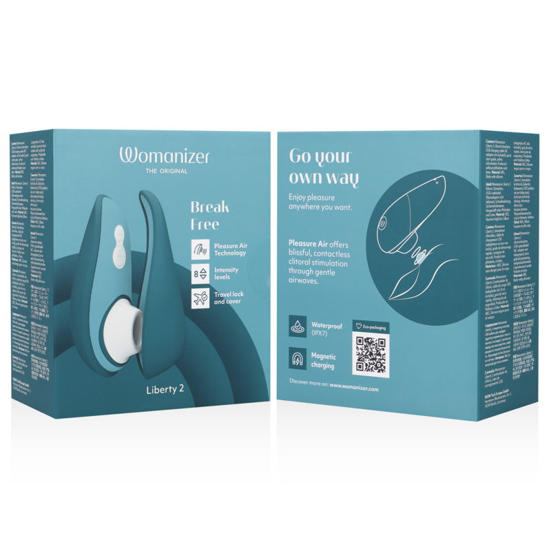 WOMANIZER - LIBERTY 2 KLITORISSTIMULATOR & SUGFUNKTION BLÅ