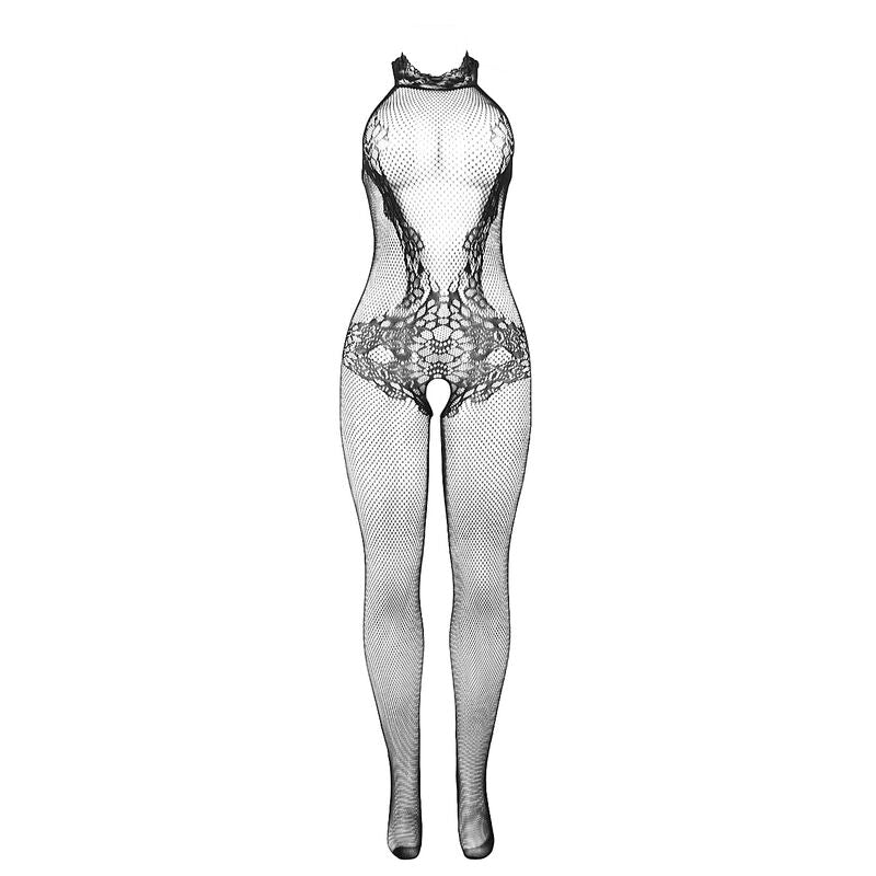 SUBBLIME - 951801 haaraton verkkobody pitsillä ja korkealla kauluksella, musta, One Size