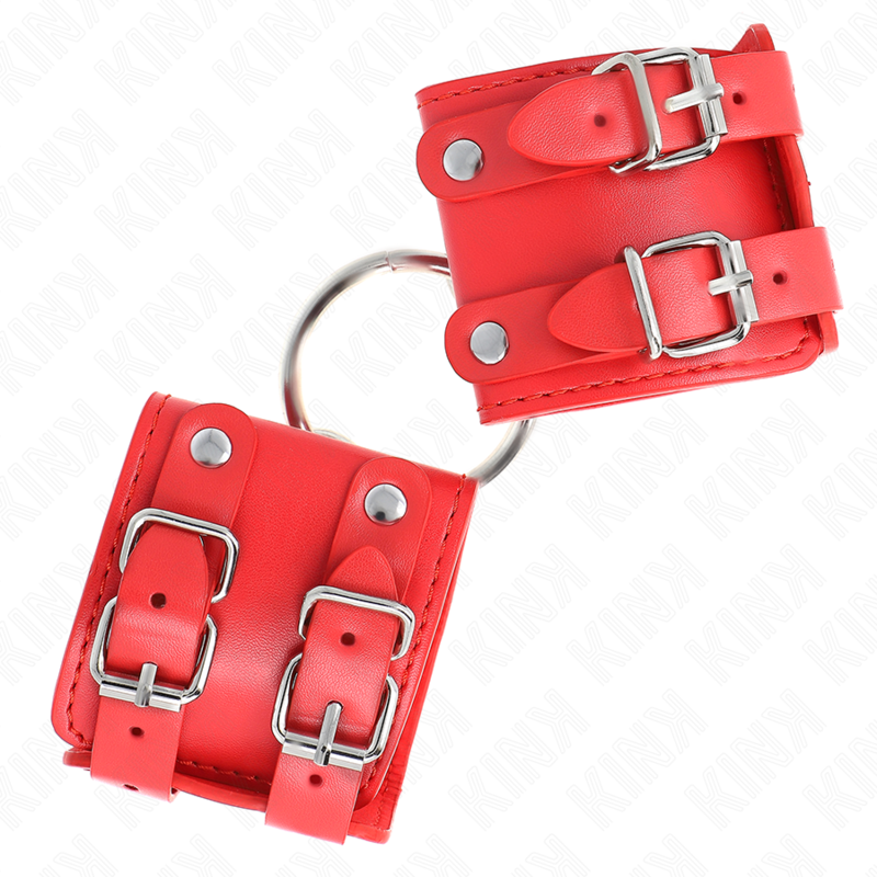 KINK - Säädettävät punaiset rannekahleet renkaalla ja niiteillä 17–22 cm x 6,5 cm
