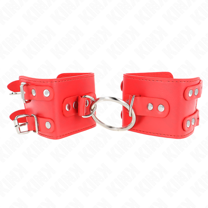 KINK - Säädettävät punaiset rannekahleet renkaalla ja niiteillä 17–22 cm x 6,5 cm