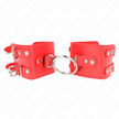 KINK - Säädettävät punaiset rannekahleet renkaalla ja niiteillä 17–22 cm x 6,5 cm