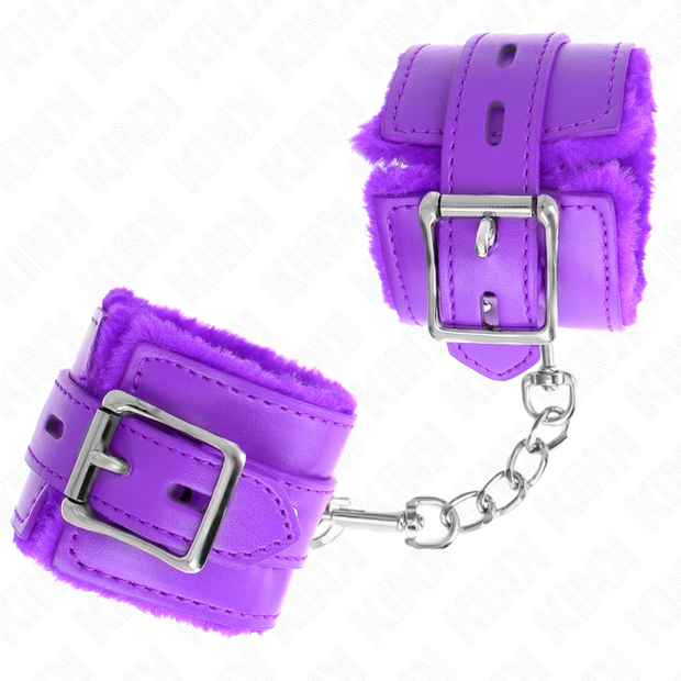 KINK - PÄLSKLÄDDA HANDBOJOR MED FYRKANTIGA HÅL LILA OCH LILA BÄLTE JUSTERBARA 17-29 CM X 6 CM