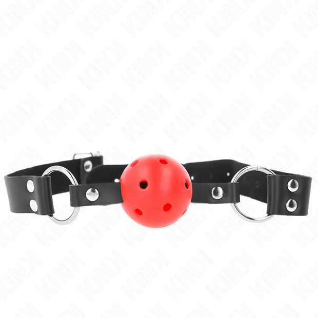 KINK - ANDNINGSBAR BOLLMUNKOJ 4 CM MED DUBBLA NITAR RÖD 62,5 x 2,5 CM JUSTERBAR 42-58 CM