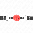 KINK - ANDNINGSBAR BOLLMUNKOJ 4 CM MED DUBBLA NITAR RÖD 62,5 x 2,5 CM JUSTERBAR 42-58 CM