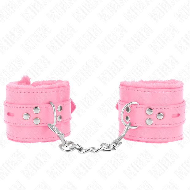 KINK - PÄLSKLÄDDA HANDBOJOR MED FYRKANTIGA HÅL ROSA OCH ROSA BÄLTE JUSTERBAR 17-29 CM X 6 CM