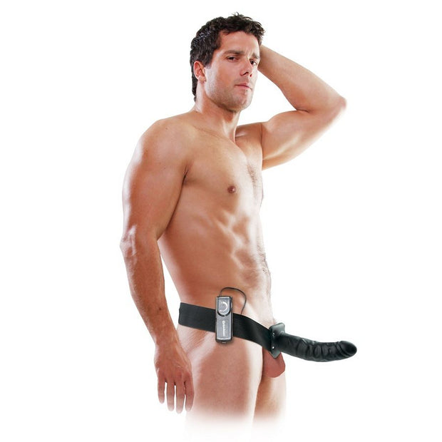 FETISH FANTASY SERIES - 19 cm Värisevä Ontto Strap-on Musta