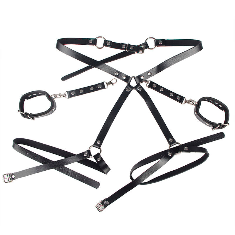 SUBBLIME - 953690 HANDKLOVAR MED BONDAGE-BÄLTE SVART EN STORLEK