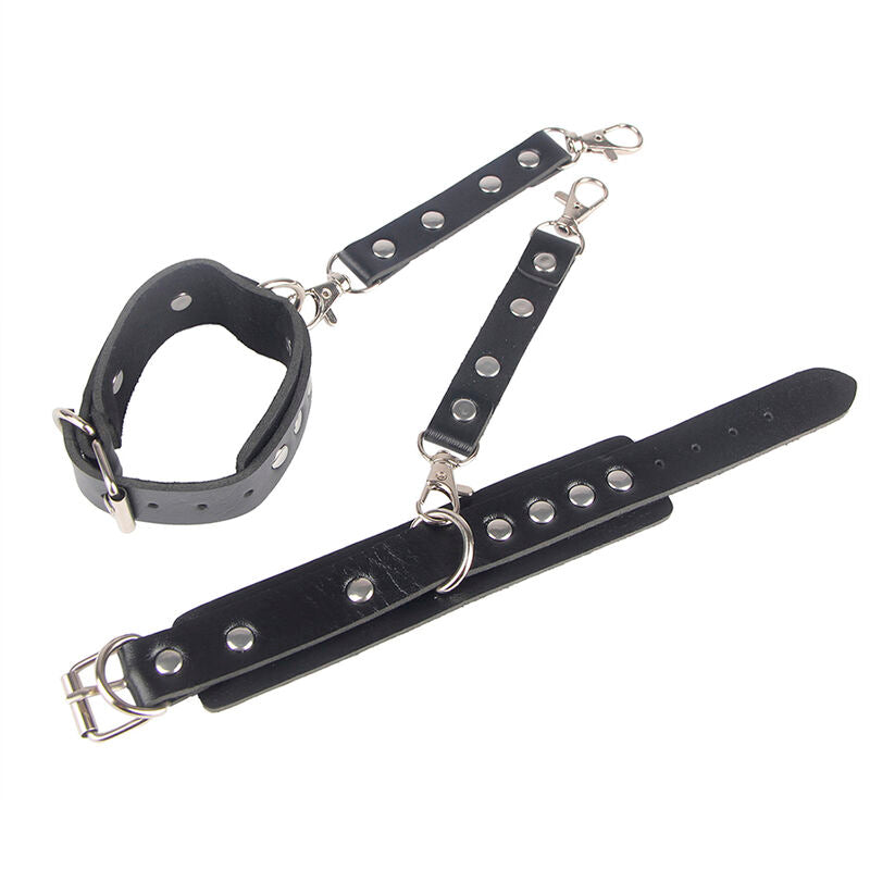 SUBBLIME - 953690 HANDKLOVAR MED BONDAGE-BÄLTE SVART EN STORLEK
