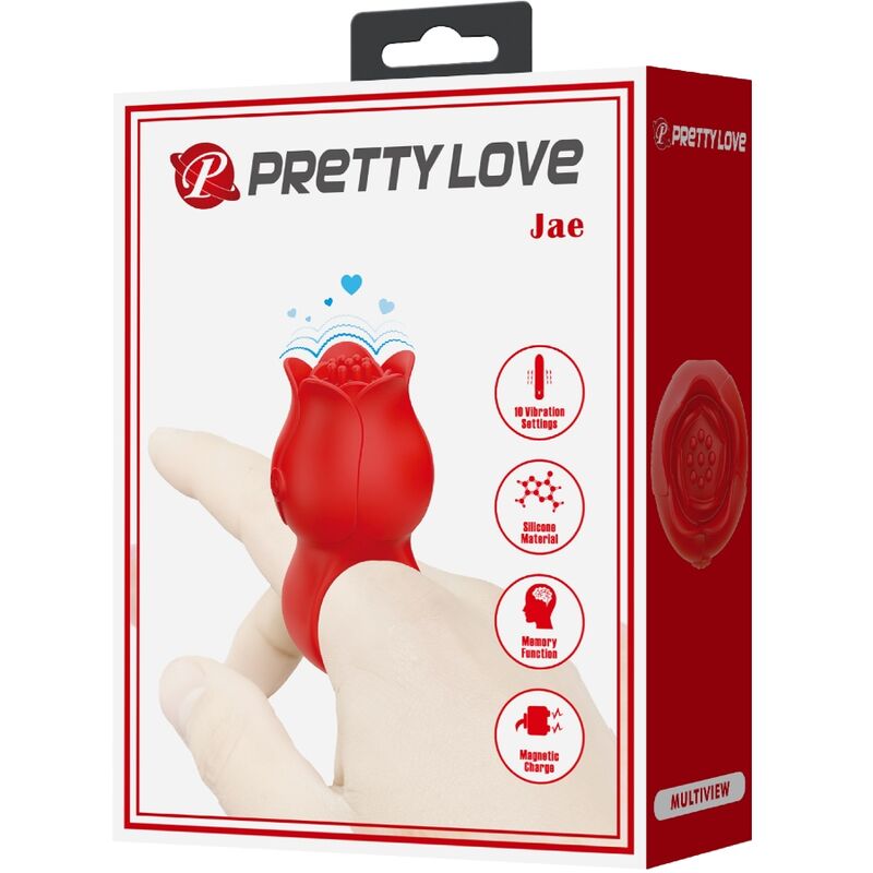 PRETTY LOVE - Ruusuvibraattori, 10 värinäohjelmaa, punainen