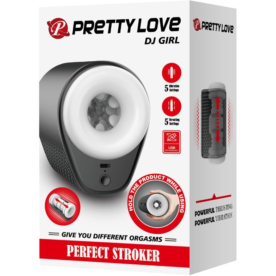 PRETTY LOVE - DJ GIRL MALE MASTURBATOR WITH VIBRATION 5 SETTINGS NEGRO