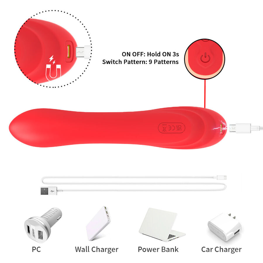 ARMONY - G-PUNKT- OCH KLITORISSTIMULATORVIBRATOR MED OSCILLERANDE TUNGA RÖD