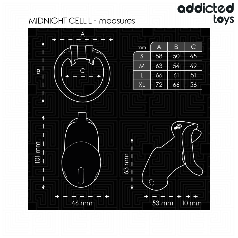 ADDICTED TOYS LOCKED - MINDNIGHT CELL PENIS CAGE SIZE L