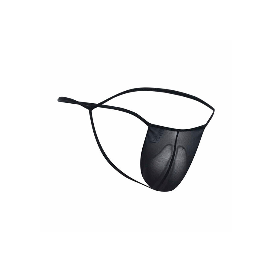 MOB - TRANSPARENT T-FORMAD THONG SVART STORLEK S/M
