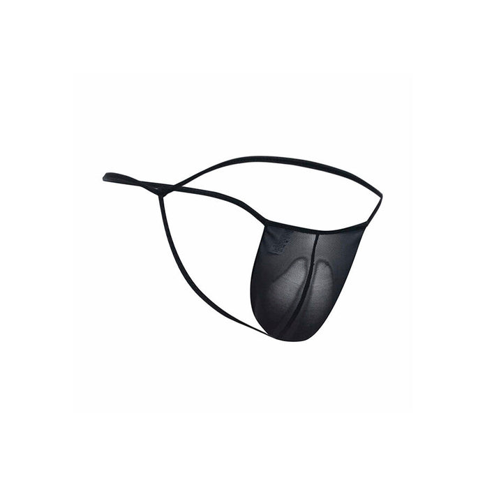 MOB - TRANSPARENT T-FORMAD THONG SVART STORLEK S/M