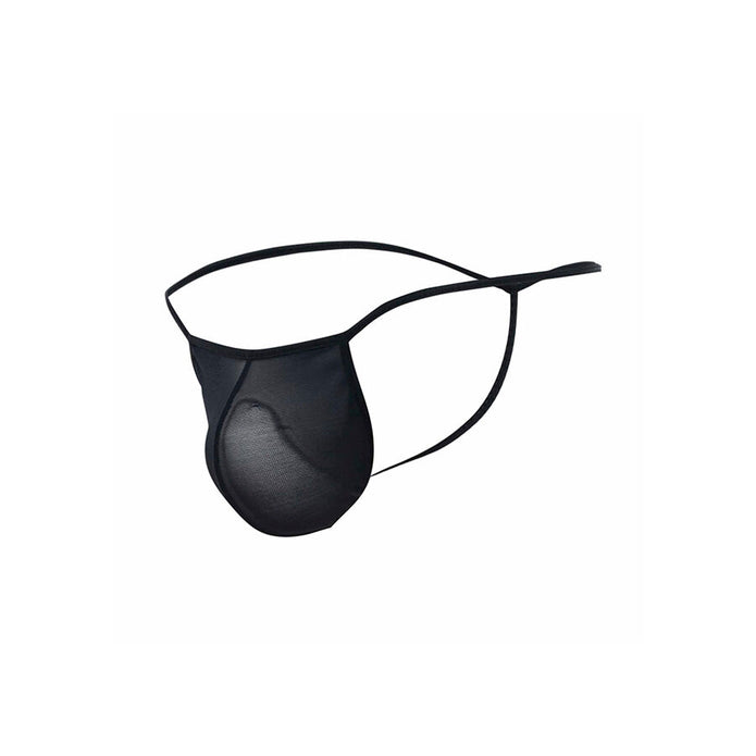 MOB - TRANSPARENT T-FORMAD THONG SVART STORLEK S/M