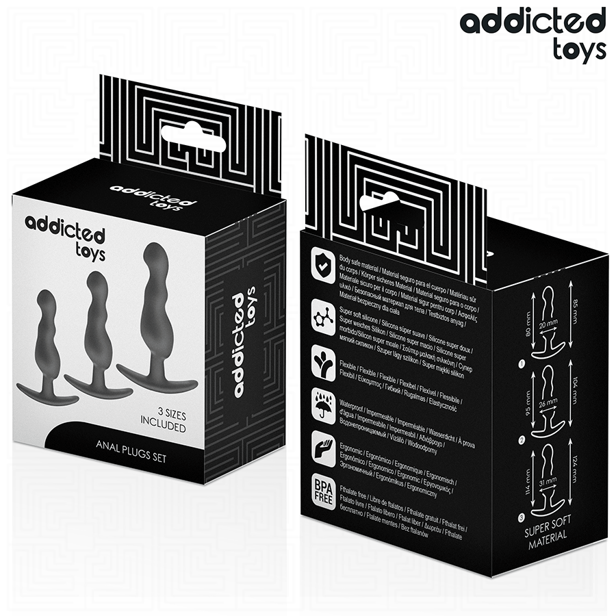 ADDICTED TOYS - SATS MED 3 ANALPLUGGAR I SILIKON MODELL 1