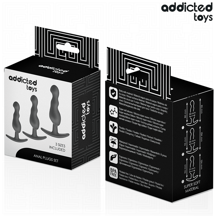 ADDICTED TOYS - SATS MED 3 ANALPLUGGAR I SILIKON MODELL 1