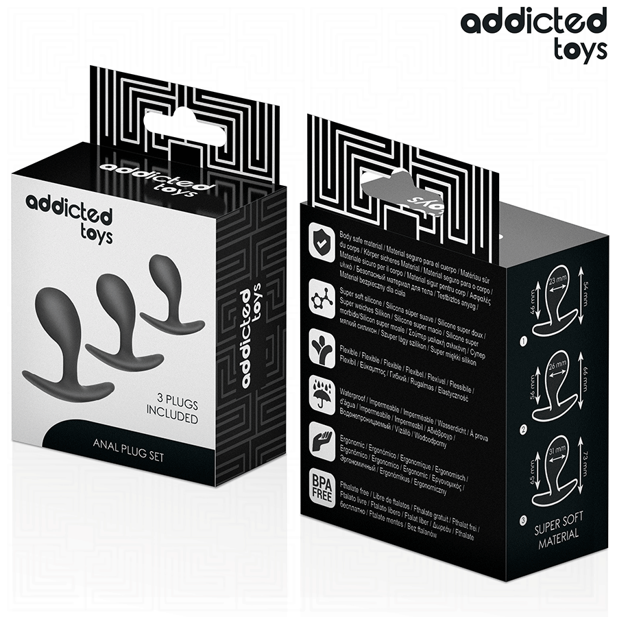 ADDICTED TOYS - 3-osainen silikoninen anaalitappisarja eri kokoja