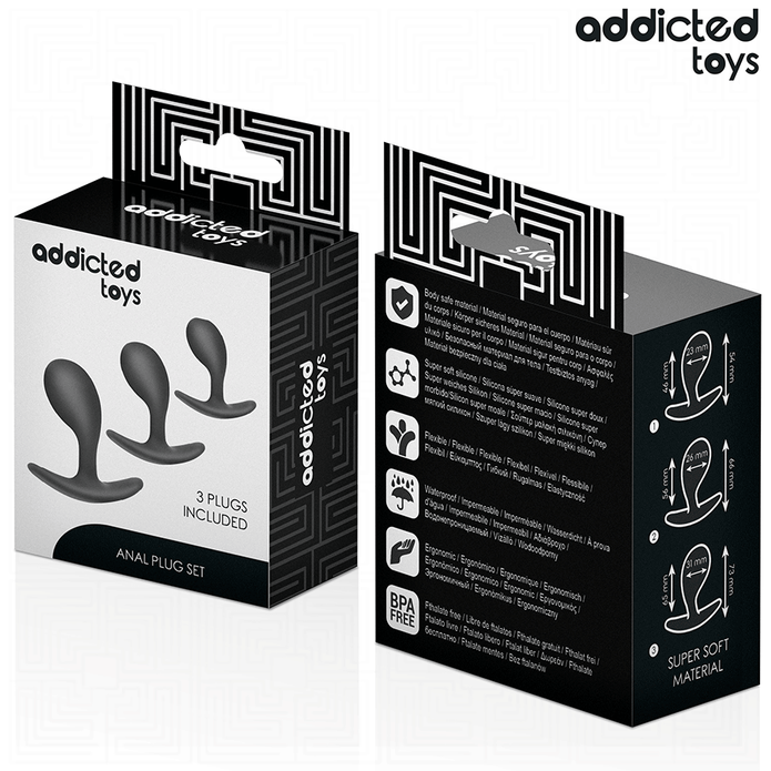 ADDICTED TOYS - 3-osainen silikoninen anaalitappisarja eri kokoja
