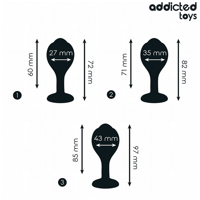 ADDICTED TOYS - Silikoniset anaalitapit 3 kpl – korukärjellä