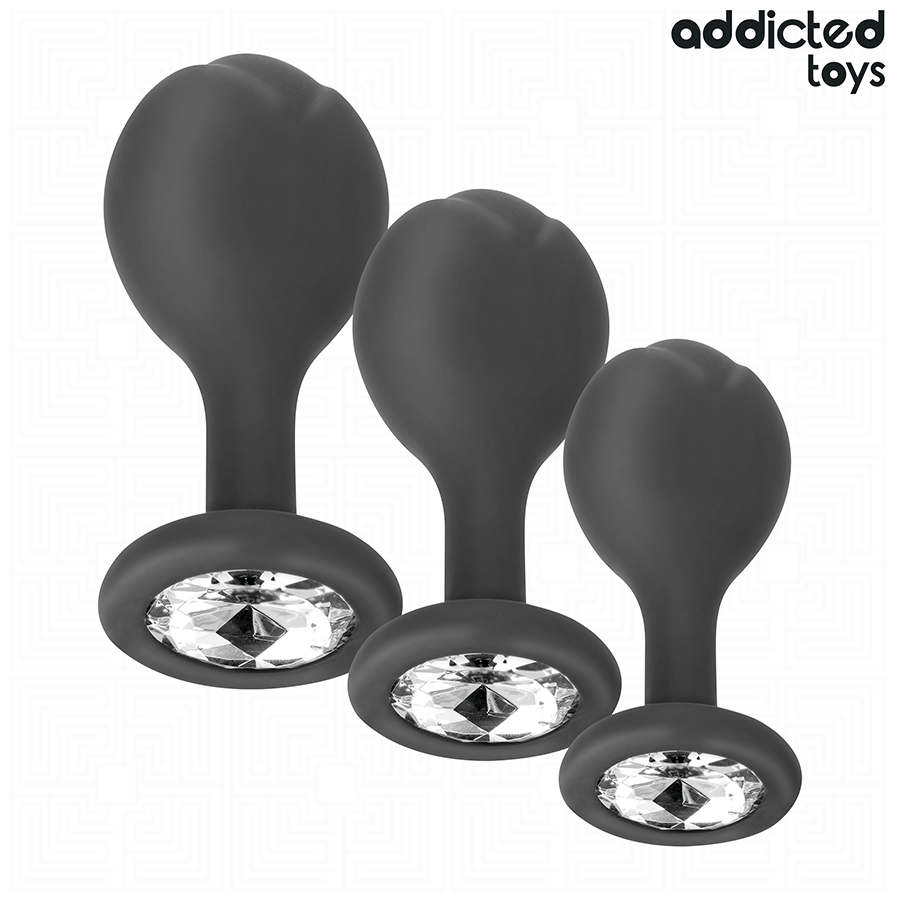 ADDICTED TOYS - Silikoniset anaalitapit 3 kpl – korukärjellä