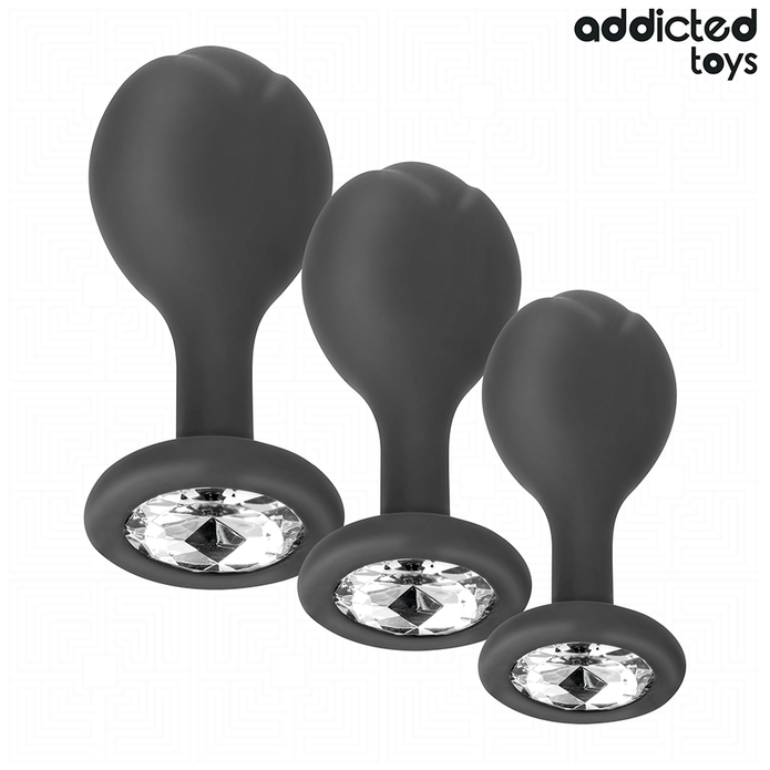 ADDICTED TOYS - Silikoniset anaalitapit 3 kpl – korukärjellä