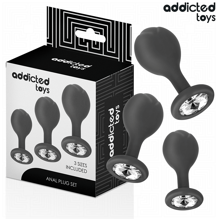 ADDICTED TOYS - Silikoniset anaalitapit 3 kpl – korukärjellä