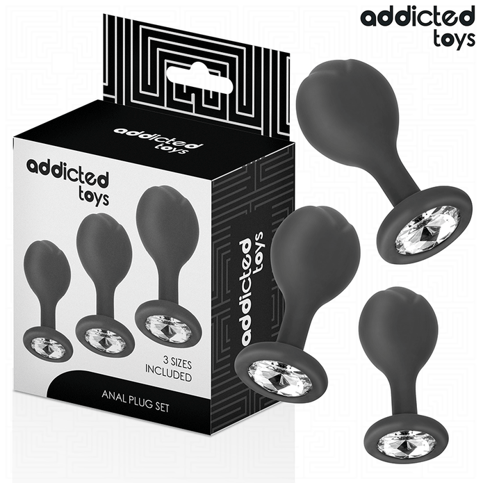 ADDICTED TOYS - Silikoniset anaalitapit 3 kpl – korukärjellä