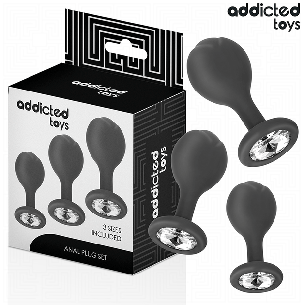 ADDICTED TOYS - Silikoniset anaalitapit 3 kpl – korukärjellä