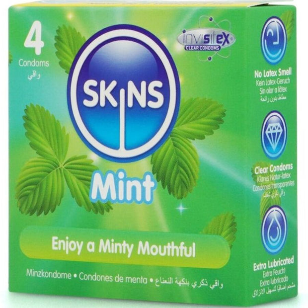 SKINS - Mintunmakuinen premium-kondomipakkaus 4 kpl