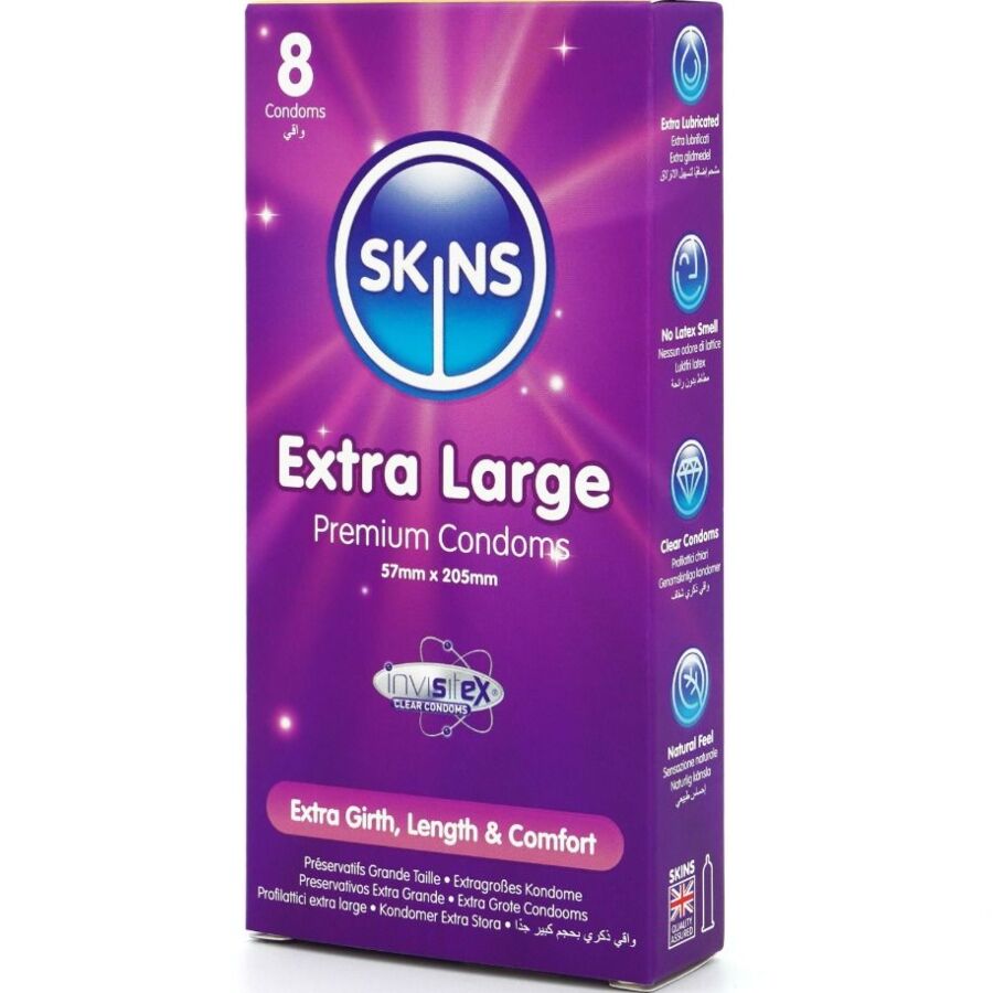 SKINS - Ekstra isot-kondomit, 8kpl