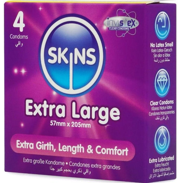 SKINS - Ekstra isot-kondomit, 4kpl
