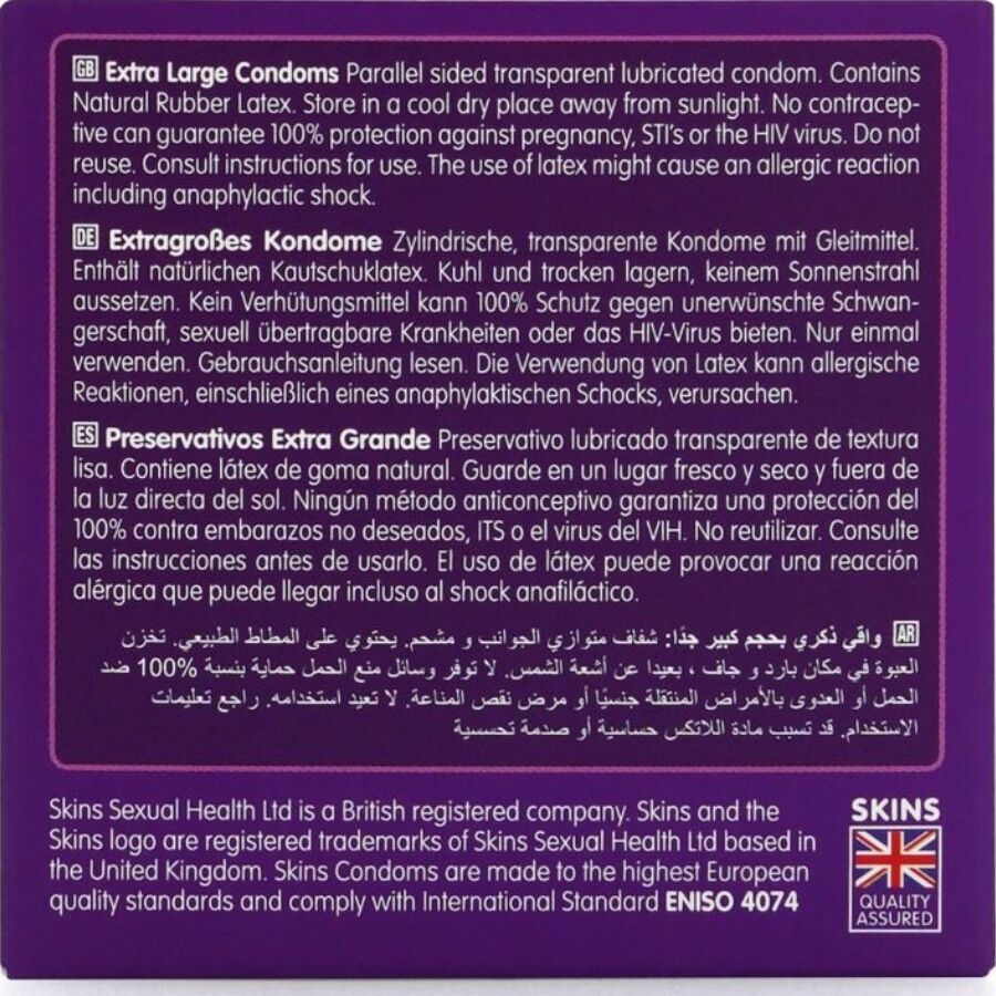 SKINS - EXTRA LARGE PREMIUM CONDOMS PACK 4