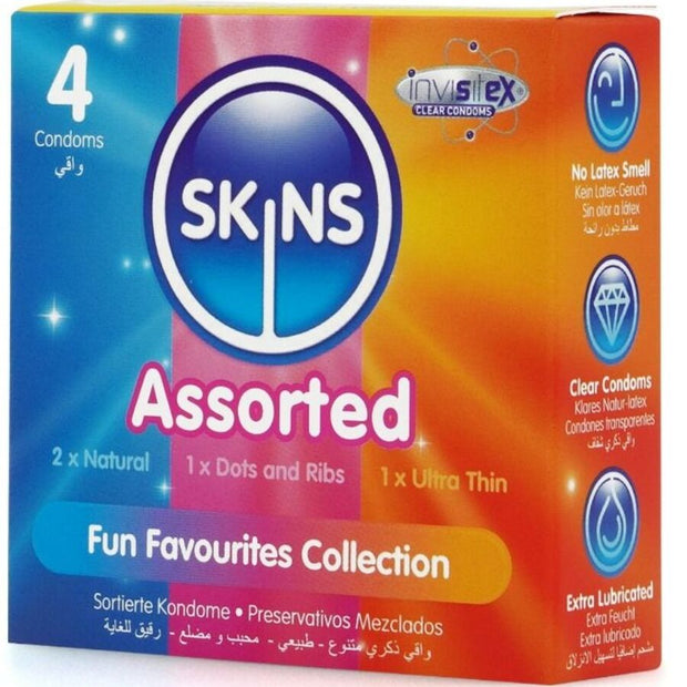 SKINS - 4 kpl erilaista premium-kondomia 