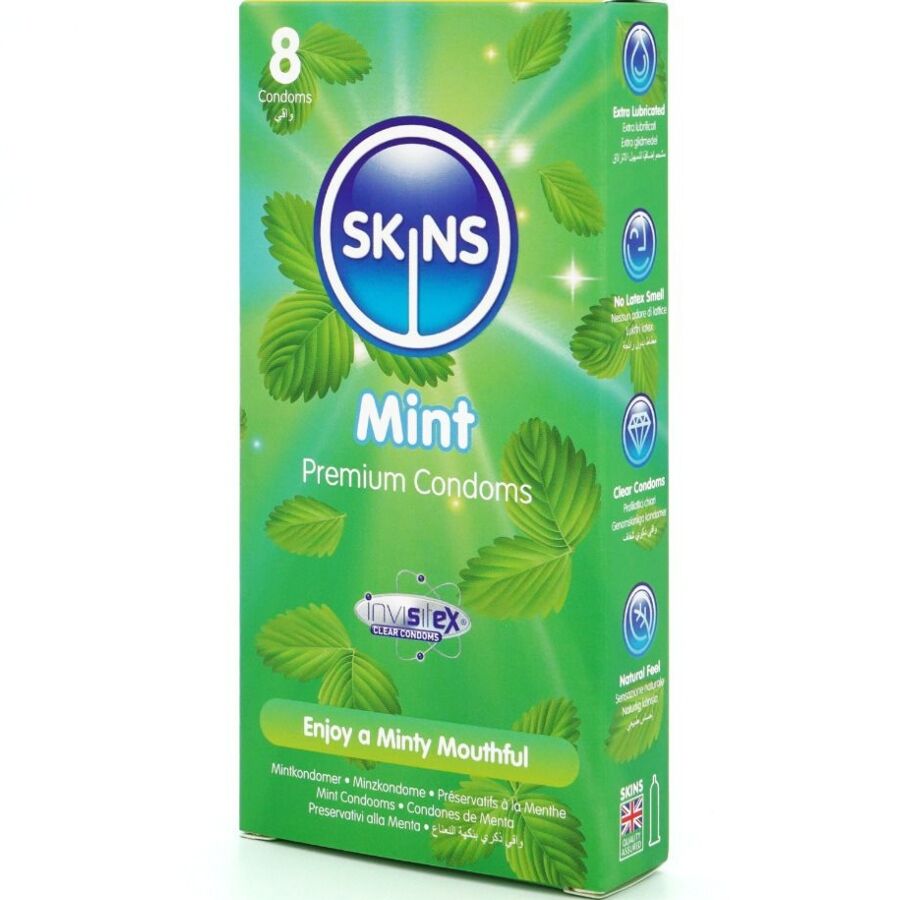 SKINS - Mintunmakuinen premium-kondomipakkaus 8 kpl