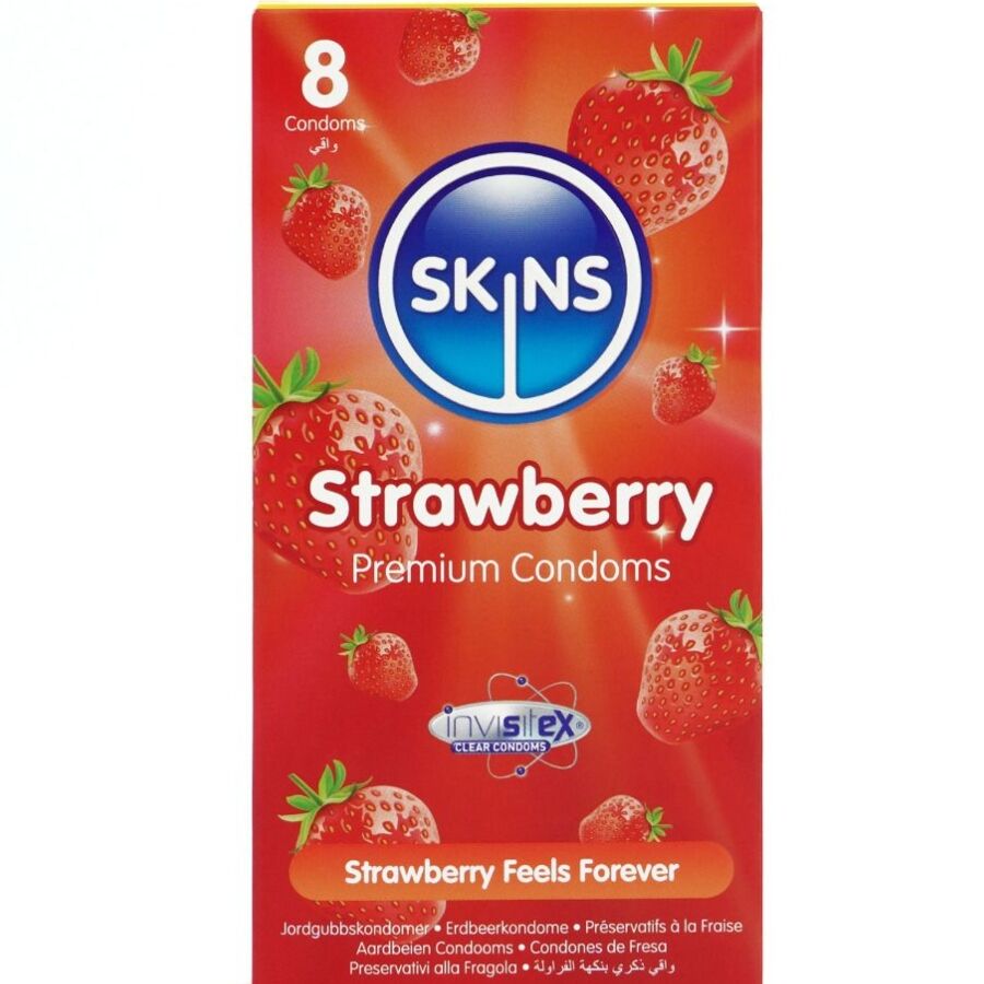 SKINS - Mansikan makuiset kondomit, 4kpl