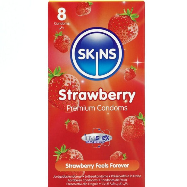 SKINS - Mansikan makuiset kondomit, 4kpl